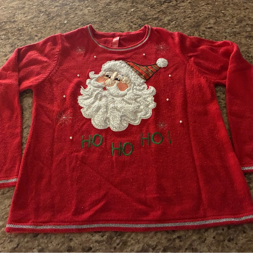 Time and Tru Red Santa Christmas Sweater